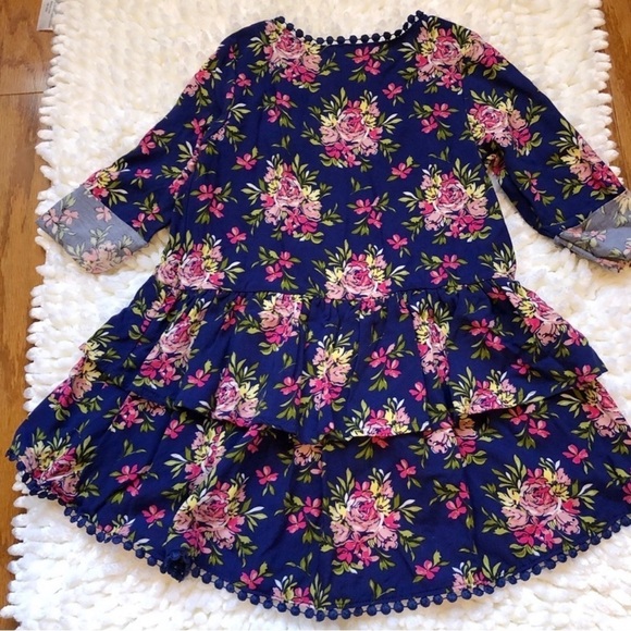 Little Lass Girls boho bohemian ruffles floral kimono open cardigan size 5 - Picture 4 of 8